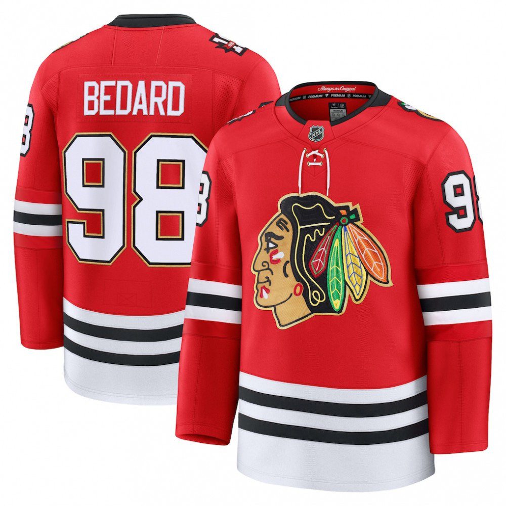 Connor Bedard Chicago Blackhawks Centennial Premium Player Jersey - Red-Pro Kit Vault | Brand New 26/27 Sports Jerseys